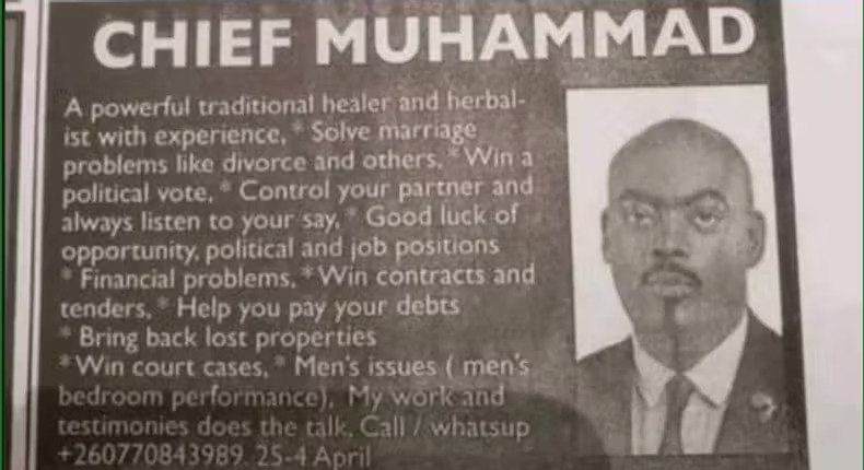 Mukasa Mbidde Threatens To Sue Zambian Gov’t Over Newspaper Advert Potraying Him As A Traditional Healer