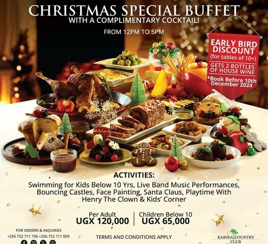 Special Offers! Kabira Country Club Unveils Christmas Special Buffet  At Only UGX 120K: Book Your Slot Now To Get Amazing Discounts